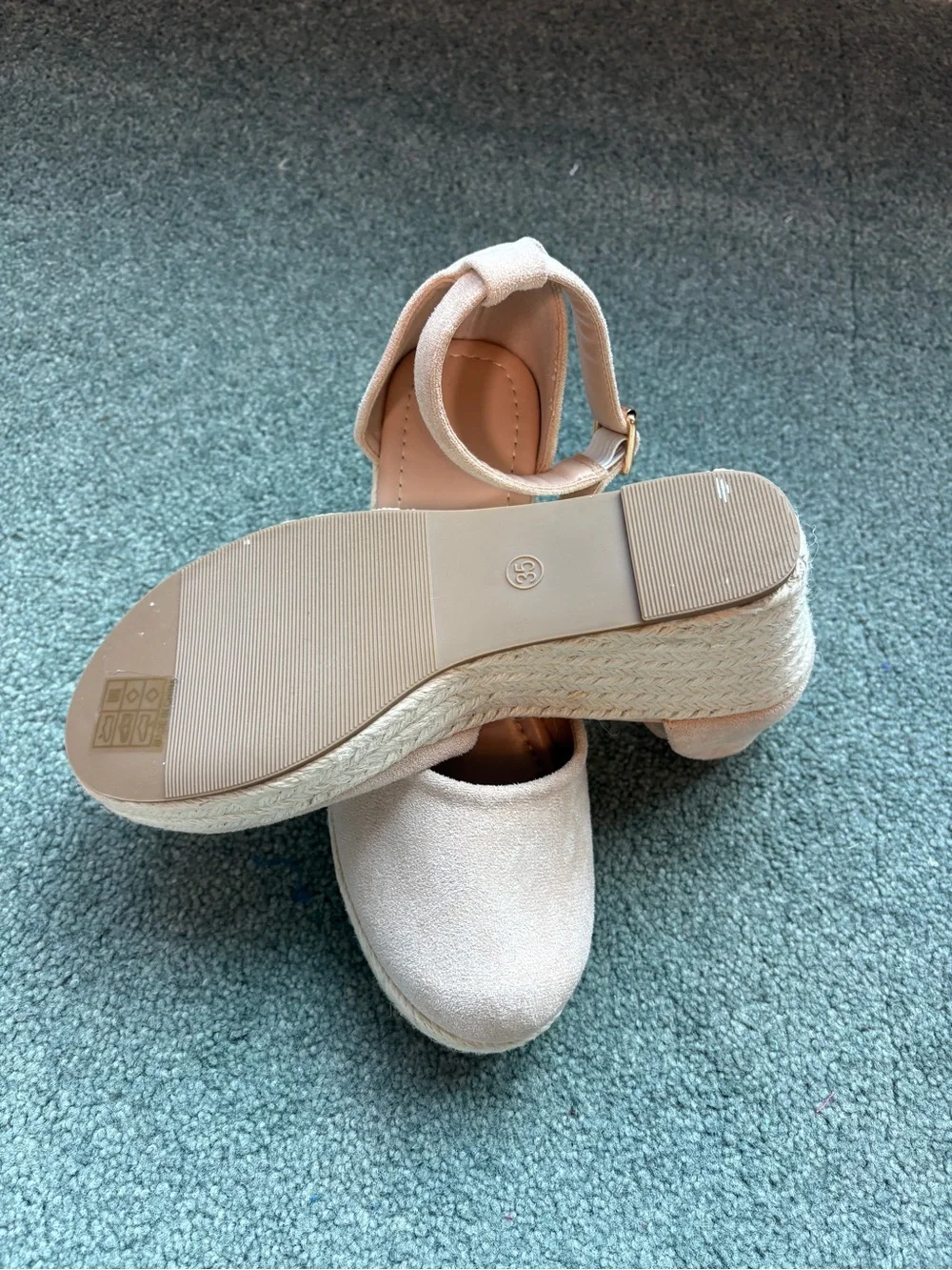 Platform Ankle-Strap Heels in Light Cream